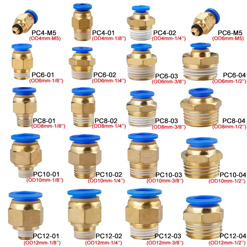 Compression Fitting Brass - 10/50 pièces raccord pneumatique connecteur d'air